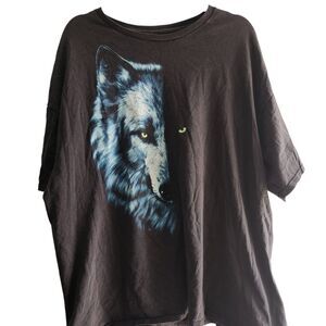 Wolf In The Shadows Y2K Graphic T Shirt Mens Sz XL Southwestern Grunge Goth Punk